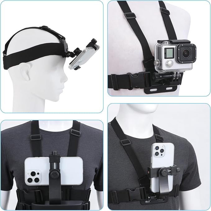 KINGKI Mobile Phone Chest Strap Harness Mount Head Strap Holder Kit - Image 2