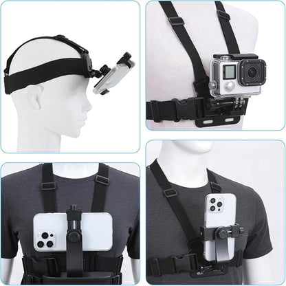 KINGKI Mobile Phone Chest Strap Harness Mount Head Strap Holder Kit - Image 2