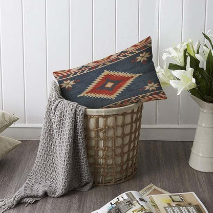 TKS MITLAN Southwest Diamond Blue Red Pillow Covers 12 x 20 Inch Indian Style - Image 6