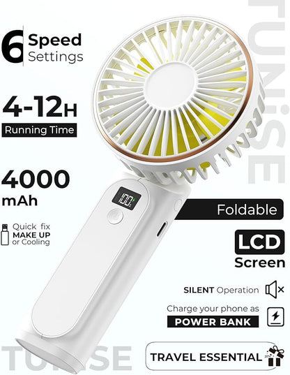 TUNISE Portable Handheld Fan, Portable Fan Rechargeable, 180° Adjustable - Image 2