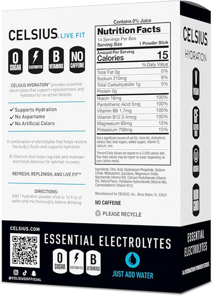 CELSIUS Hydration™ Blue Razz, Sugar Free Electrolyte Hydration Drink Mix - Image 2