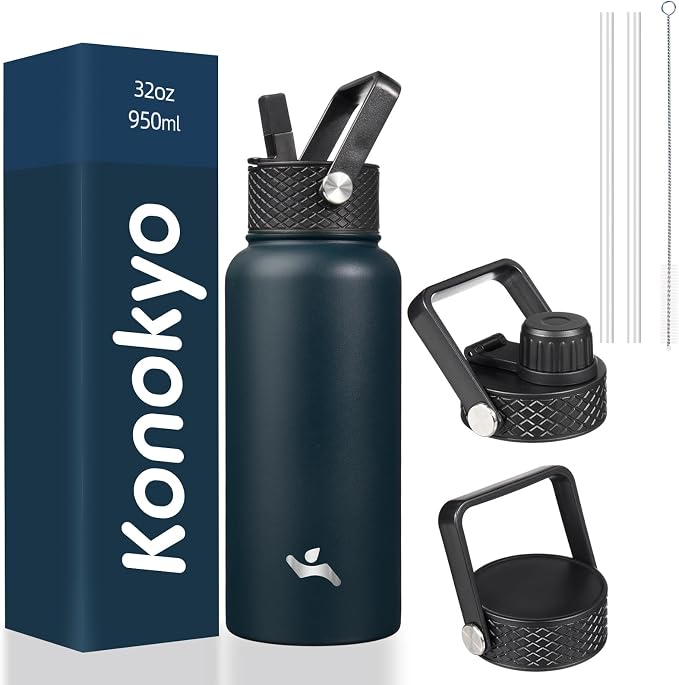 Konokyo 32 oz Insulated Water Bottle Stainless Steel Sport Bottles by Konokyo