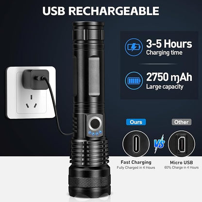 3 Pack Rechargeable LED Flashlights 990, 000 Lumens, Adjustable, 5 Modes - Image 3