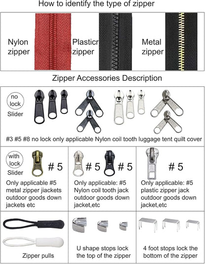 254 Pcs Zipper Repair Kit with Case Include Zipper Replacement and Pull - Image 4