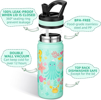 Fanhaw 18 Oz Kids Insulated Water Bottle - Image 2