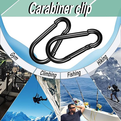 Black Carabiner, Heavy Duty Galvanized Steel Spring Snap Hook Carabiner Clips - Image 6