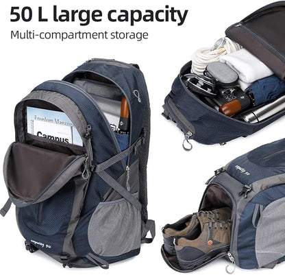 FENGDONG 50L Waterproof Lightweight Outdoor Daypack Hiking, Travel Backpack - Image 4