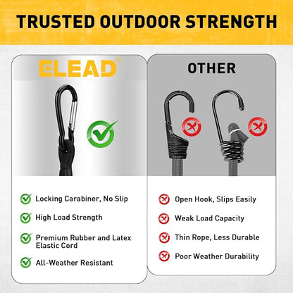 6 Piece 12 Inch Carabiner Bungee Cords - Image 2
