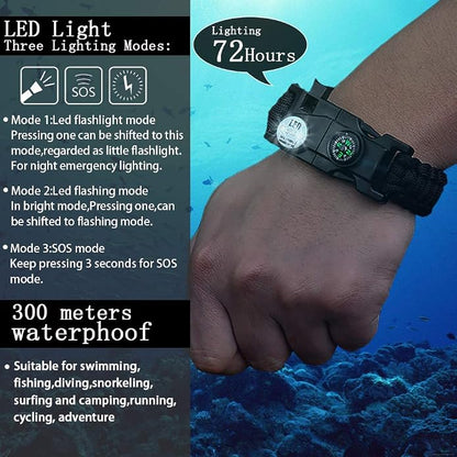 Survival Paracord Bracelet, Fire Starter, Waterproof SOS Light, Adjustable AK87 - Image 4