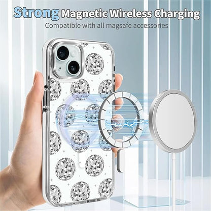 Case for iPhone 13/14, Disco Ball Grayish White Phone Case Design，for Women - Image 4