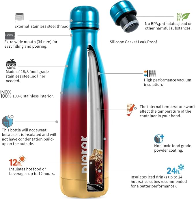 BJPKPK 17oz Insulated Stainless Steel Water Bottles, Sports Water Bottles Keep - Image 2