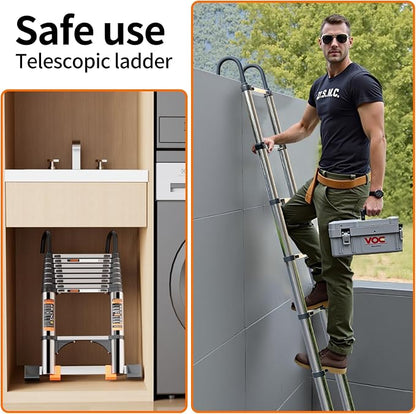 Telescoping Ladder, with Stable Hook and stabilizer barand, Extension Ladder - Image 7