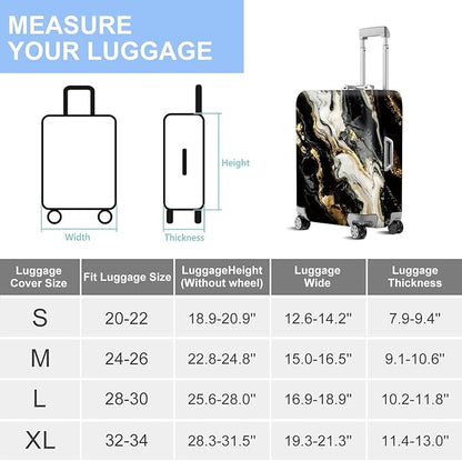 ANNA QUEEN Black White Gold Marble Luggage Cover- Stretchable, Water Resistant - Image 7