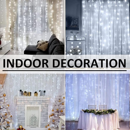 Solhice LED Curtain Lights Outdoor 20ft x10ft Cool White, 600 LED String Lights - Image 5