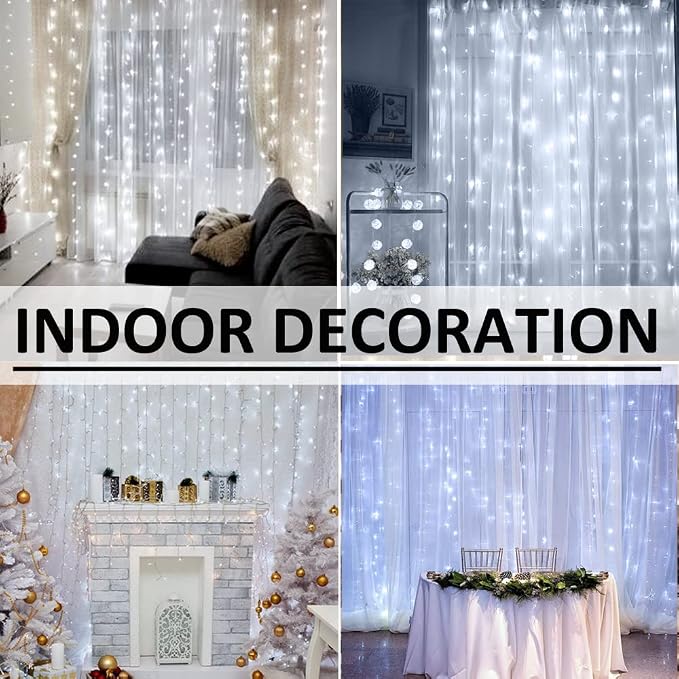 Solhice LED Curtain Lights Outdoor 30ft x10ft Cool White, 720 LED Plug in - Image 4