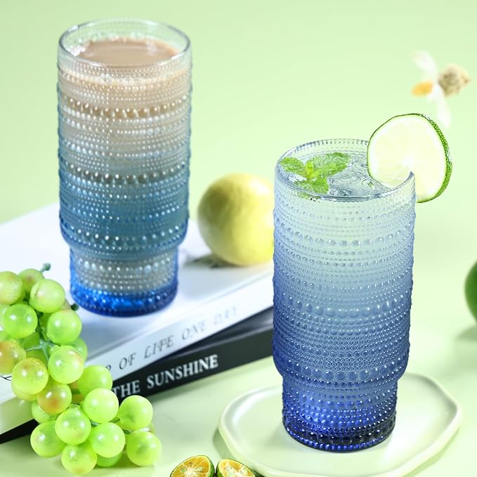 Large Capacity 16 oz Hobnail Drinking Glasses Set of 6, Vintage Glassware - Image 6