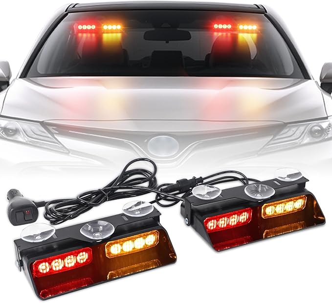 XRIDONSEN 2 in 1 Dash Emergency Strobe Lights Interior Windshield Lights Red by XRIDONSEN