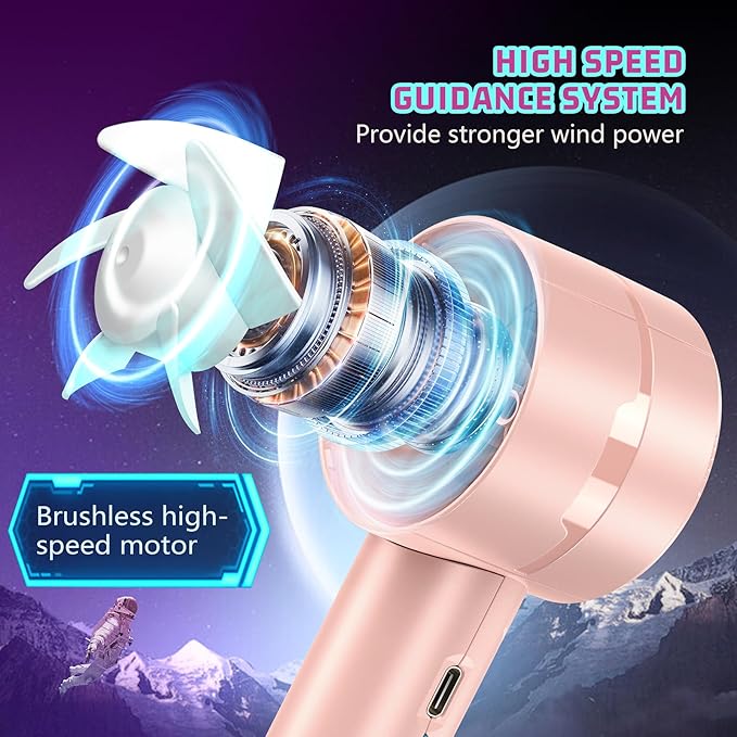 Portable High Speed Mini Handheld Fan, USB Rechargeable Neck Personal Mini Fan - Image 3