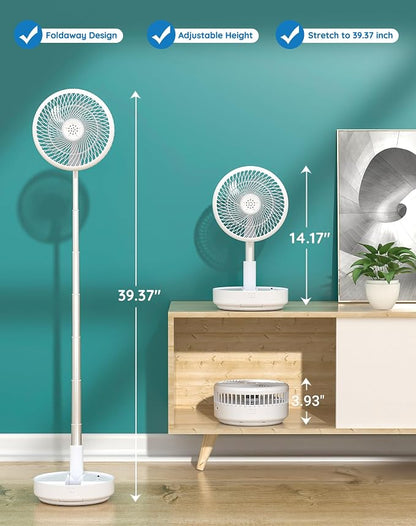 Primevolve Portable Oscillating Standing Fan, Rechargeable Battery Operated USB - Image 3