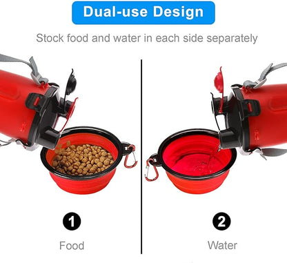 Dog Travel Water Bottle Collapsible Bowls, 2 in 1 Pet Food Container - Image 3