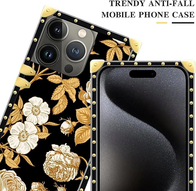 Compatible with iPhone 16 Pro Case, Blooming Rose Golden Flower Luxury Golden - Image 4