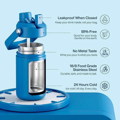 Kids Insulated Water Bottle - 12oz Stainless Steel Water Bottle with Dual Spouts - Image 5