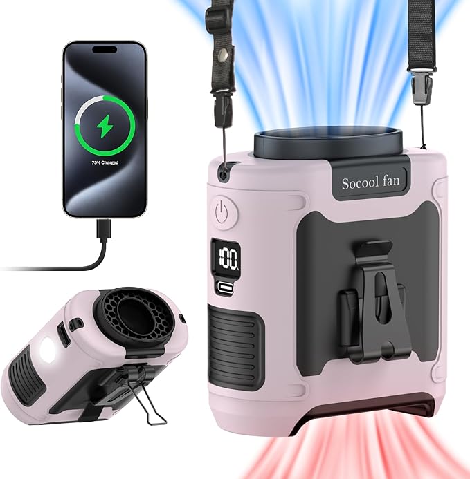 Socool 10000mAh Portable Waist Fan Clip on Wearable Belt Personal Fan by Socoolfancoolinhand