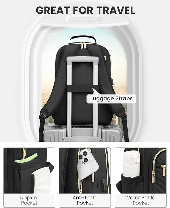 LOVEVOOK Laptop Backpack Purse for Women, Work Travel Computer Bags, College - Image 4