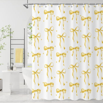 Yellow Bow Shower Curtain by Caheansi