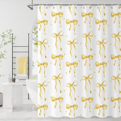 Yellow Bow Shower Curtain by Caheansi
