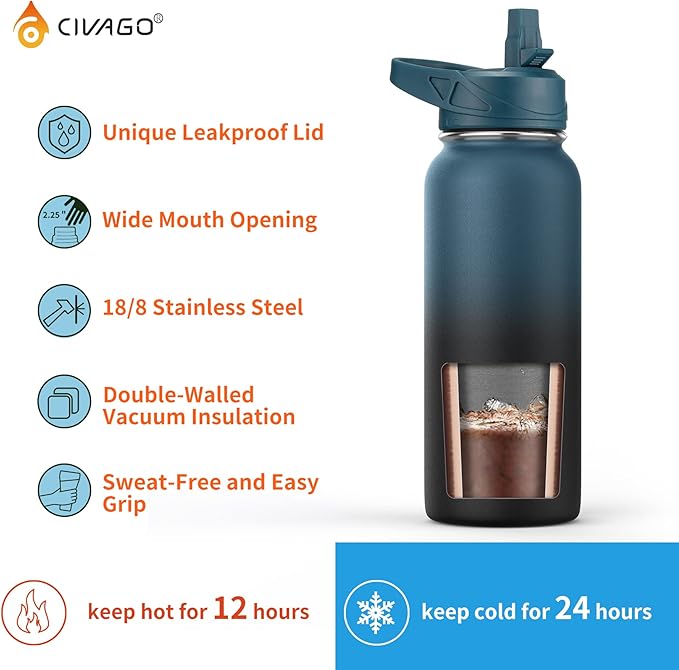CIVAGO 22 oz Insulated Water Bottle - Image 3