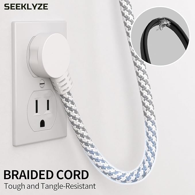 16 Gauge Braided Extension Cord 20 FT, 16/3 Flat Plug Power Cord Indoor - Image 5