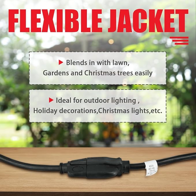 EP 25FT Black Outdoor Extension Cord, 16/3 SJTW Heavy Duty Waterproof, 3 Prong - Image 4