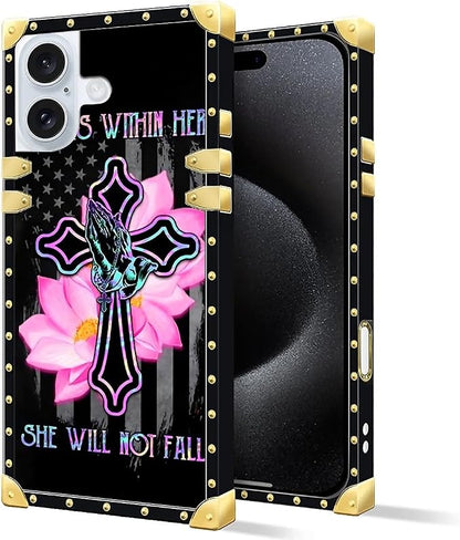 Compatible with iPhone 16 Case, Praying Cross Hands Luxury Golden Decoration - Image 2