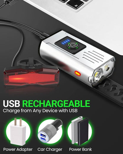 Victoper Bike Light, High Lumens Super Bright Bicycle Lite, 6+4 Modes USB - Image 6