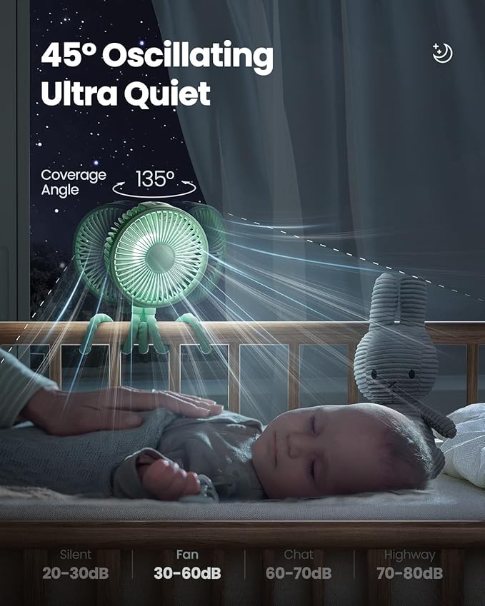 Gaiatop Oscillating Baby Stroller Fan - Image 2
