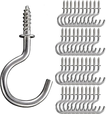 Set of 40 Nickel Plated Metallic Silver Cup Hooks - Image 2