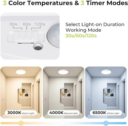 hepside 2 Pack Motion Sensor Ceiling Light Wired, 3000K/4000K/6500K LED Flush - Image 2