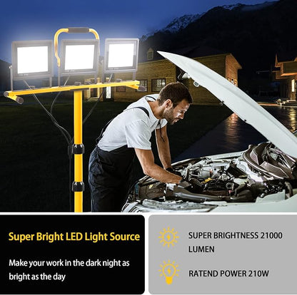 22000 Lumen Work Lights with Stand, 3 Adjustable Head LED Work Light, with - Image 2
