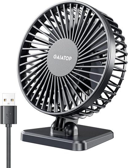 Gaiatop USB Desk Fan, Small But Powerful, Personal Portable Quiet 3 Speeds by GAIATOP