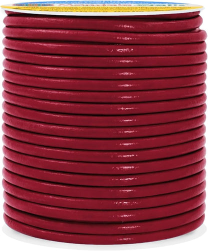 Mandala Crafts Round Genuine Burgundy Leather Cord - Image 3