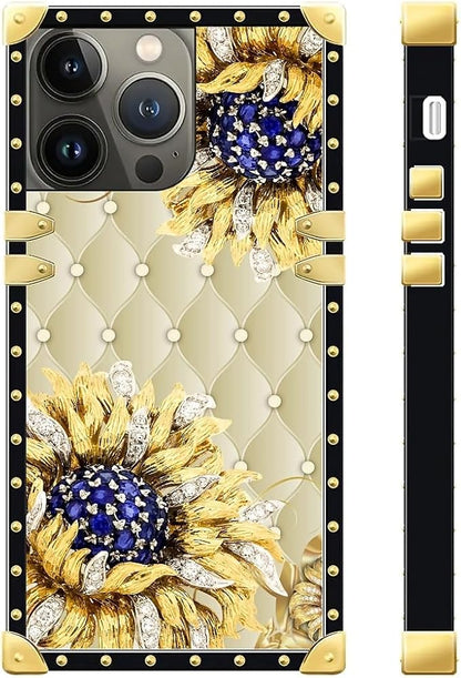 Compatible with iPhone 13 Pro Max Case, Sunflower Diamonds Leather Luxury - Image 3