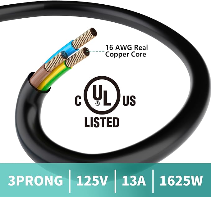 2 Way Power Extension Cord Splitter 25 Ft Total-3 Prong 1 to 2 Extension Cord - Image 7