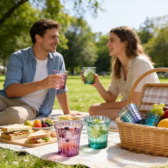 AVLA 12 Pack Plastic Water Tumblers, 10 OZ Unbreakable Acrylic Drinking Glasses - Image 9
