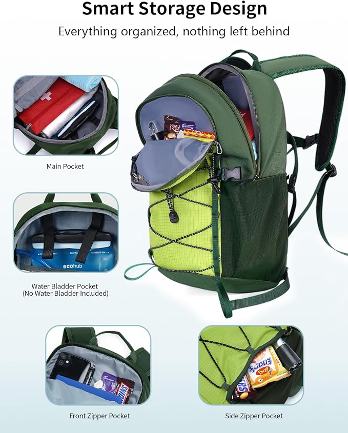 ECOHUB Small Hiking Backpack for Men Women, 20L Lightweight Travel Backpacks - Image 3