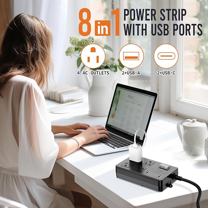 10FT Outdoor Waterproof Power Strip Surge Protector - Image 2