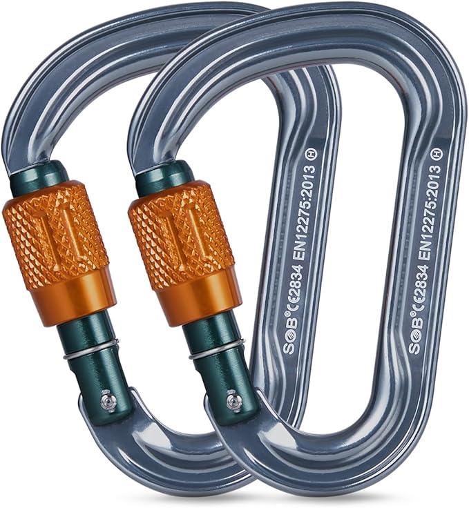 SOB Heavy Duty Steel Carabiner Clips -Auto Locking Climbing Carabiner, by SOB