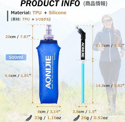 Azarxis TPU Soft Flask Collapsible Water Bottles BPA-Free 250ml 350ml 500ml - Image 2