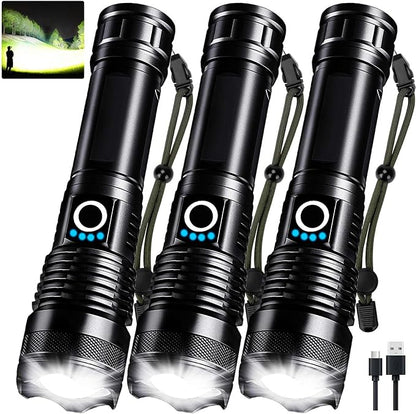 3 Pack Rechargeable LED Flashlights High Lumens, 000LM Super Bright Flashlight by MIXILIN