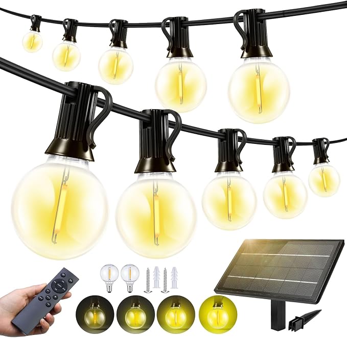 150FT Solar Lights Outdoor Waterproof: G40 45M Shatterproof Bulbs Patio Lights by Unknown